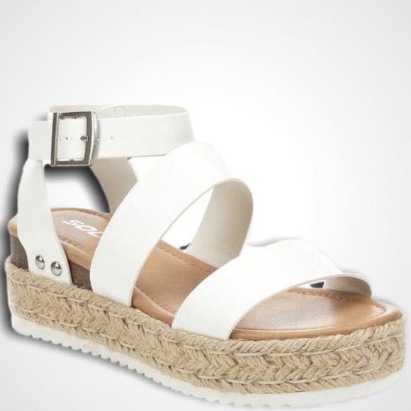 NEW Soda Bryce White Espadrille Flatform Sandal - Picture 4 of 6